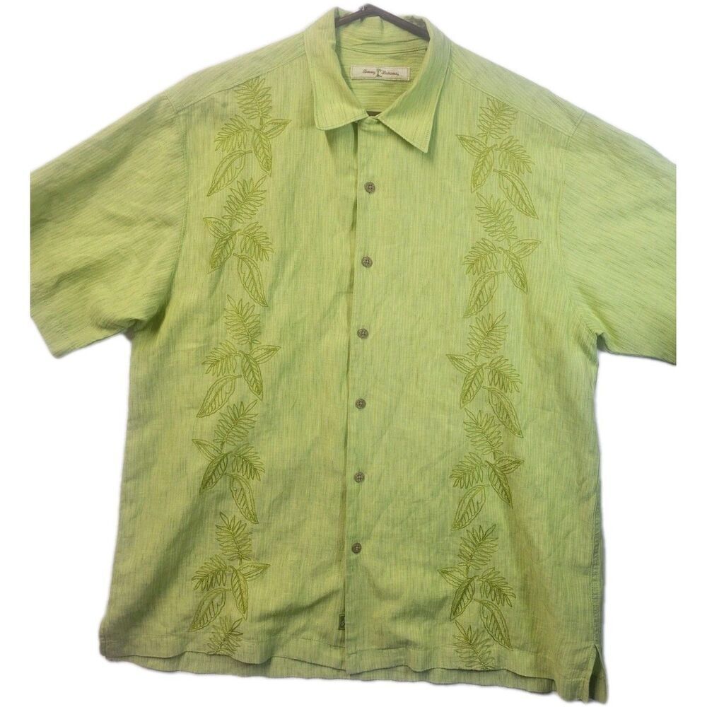 Tommy Bahama Mens Hawaiian Shirt Size L Linen And Cotton Button Up